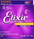 Elixir 11102 NanoWeb 13-56 струны для акустической гитары, 6 струн