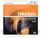 J.D.Addario EJ10 струны для акустической гитары, Extra Light