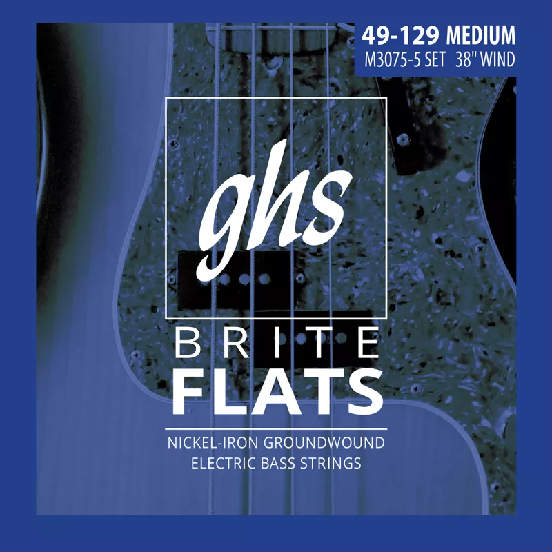 GHS M3075-5 BRITE FLATS струны для бас-гитары,  5 струн